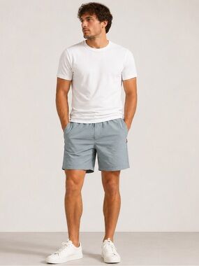 Birddogs Men's Elastic-Waist Athletic Shorts in Light Gray-Blue